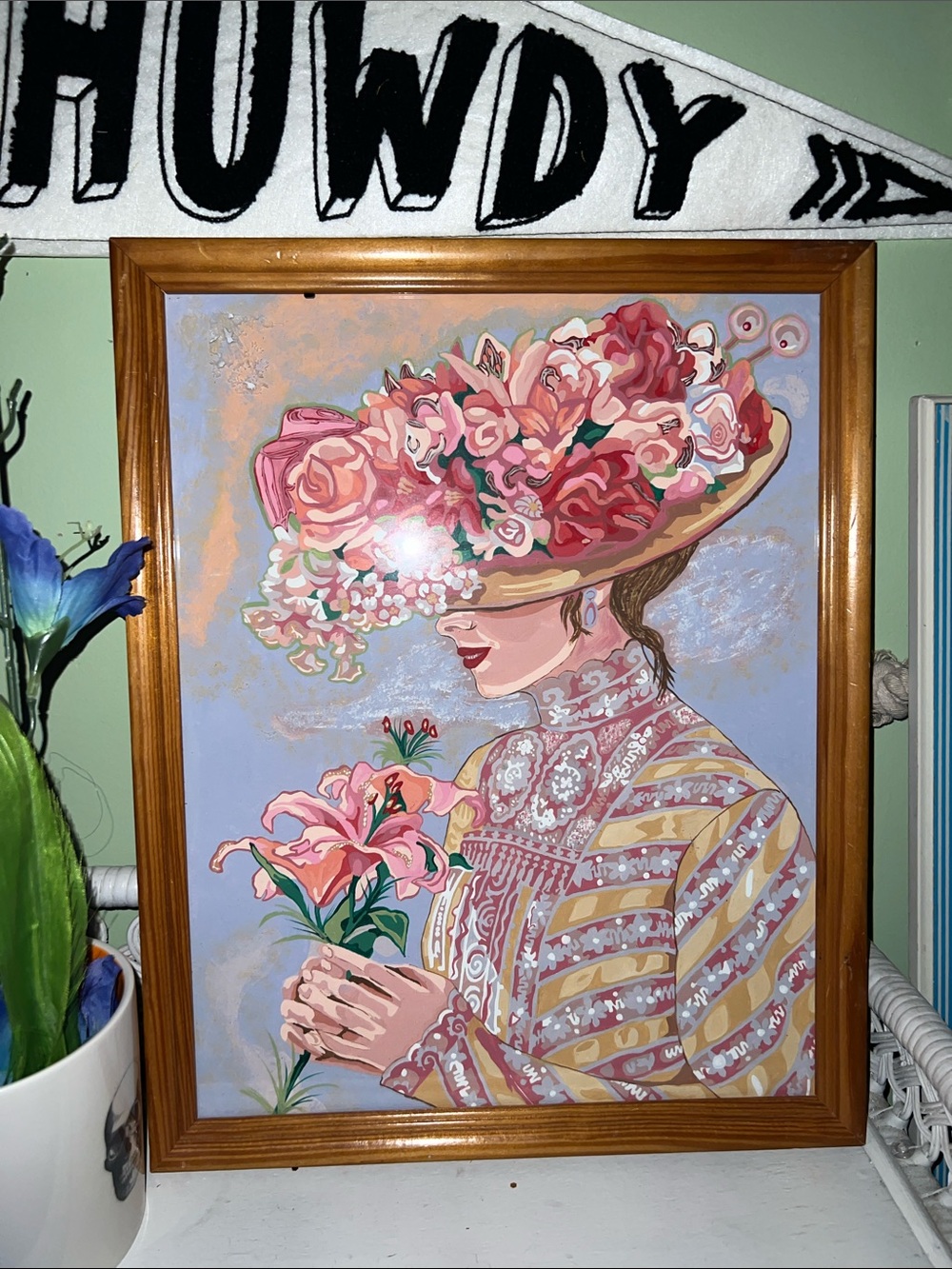 Victorian Lady Portrait paint by number painting Print in Pink and Cream